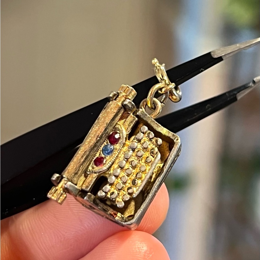 Monet Gold and Silver Typewriter Charm with Red and Blue Accents - Picture 3 of 8